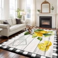 thumbnail image 2 of 5'x7' Area Rugs for Living Room Bedroom, Yellow Lemon Washable Rug Carpet Runner Indoor Outdoor, Summer Botanical Black White Checkered Wooden Non Slip Floor Mats Area Rug for Kitchen, Nursery, 2 of 8