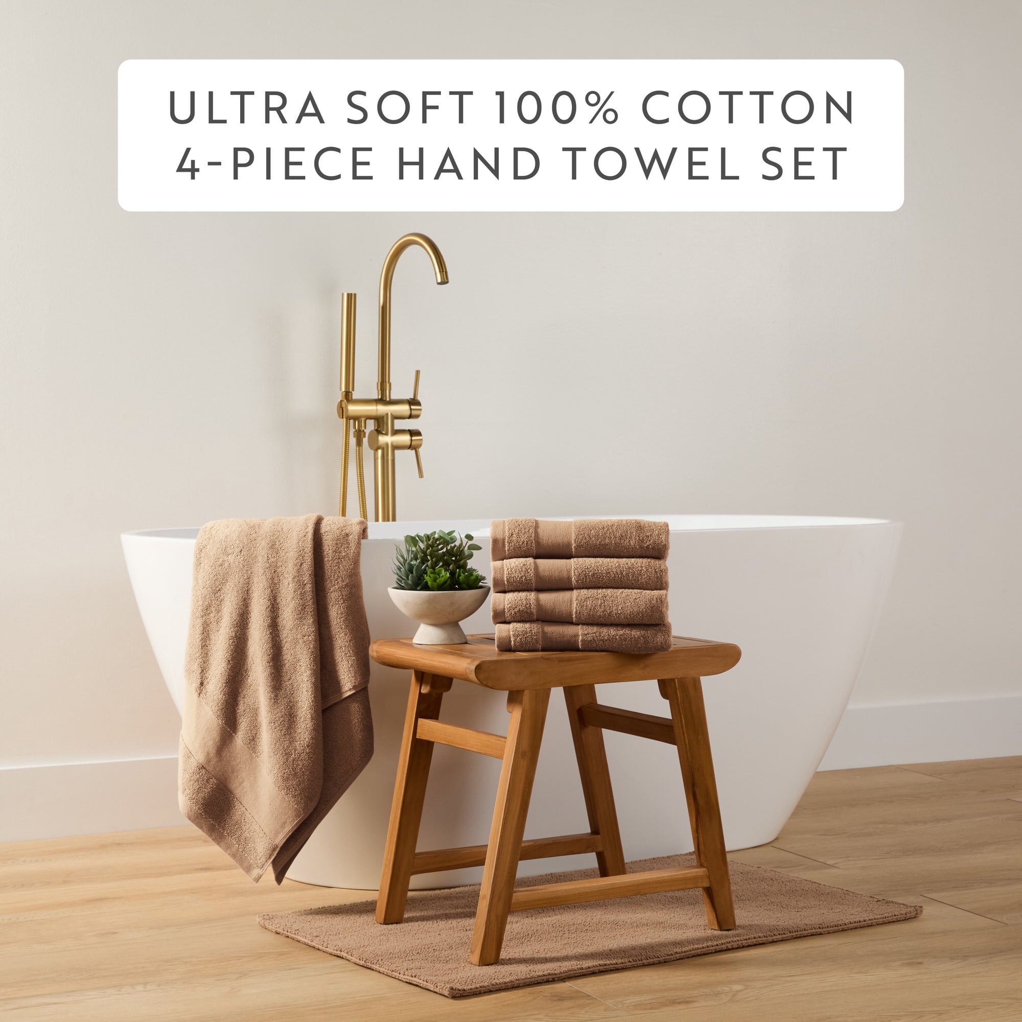 Noble Linens 4 pack Cotton Hand Towels
