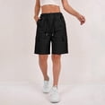 thumbnail image 5 of Women'S Summer Casual Cargo Shorts Elastic Waist Drawstring Hiking Bermuda Shorts with Pockets, 5 of 6