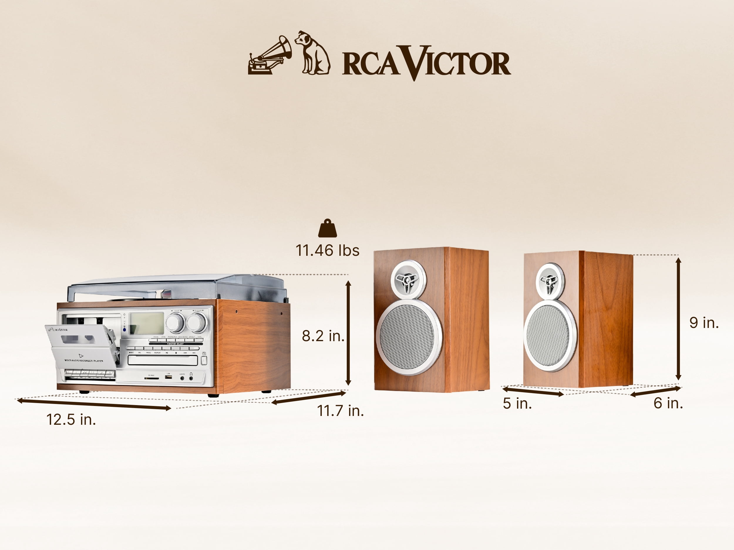 Victor RWRP-4000 Wells 8-in-1 Turntable Music Center with