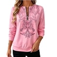 thumbnail image 4 of QQZ Quarter Zip Pullover Sweatshirt For Women, Printed V Neck Sweatshirts Fleece Long Sleeve Women's Fashion Hoodies & Sweatshirts, 4 of 7