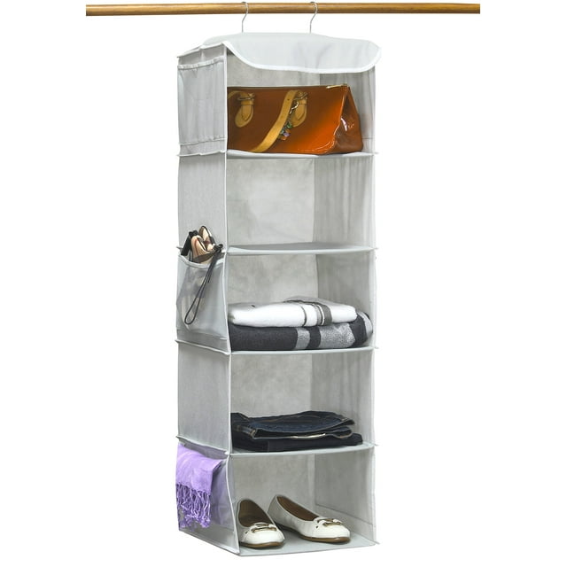 Simple Houseware Organisateur Suspendu pour Garde-Robe à 5 Tablettes, Gris