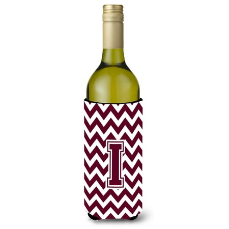 

Caroline s Treasures CJ1051-ILITERK Letter I Chevron Maroon and White Wine Bottle Hugger Wine Bottle multicolor