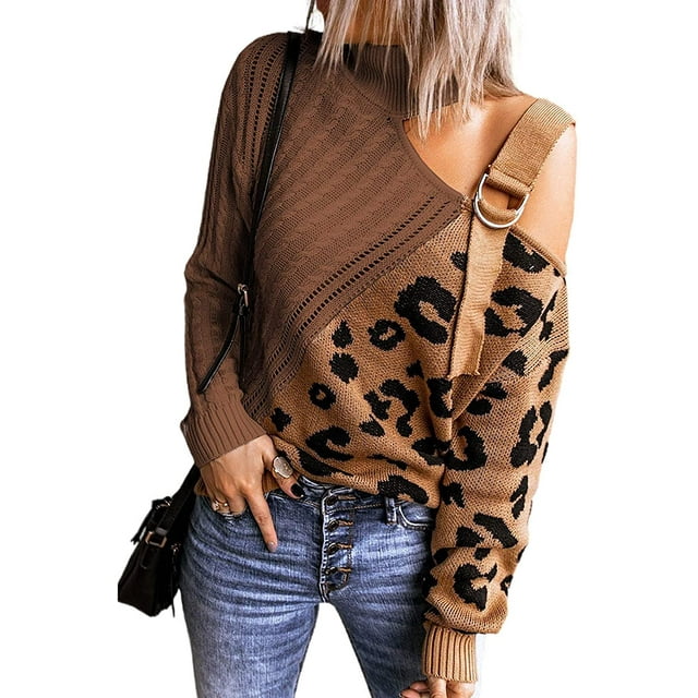 Womens Cold Shoulder Oversized Turtleneck Sweaters Long Sleeve Chunky Solid Color Knitted Pullover Outwear Coat