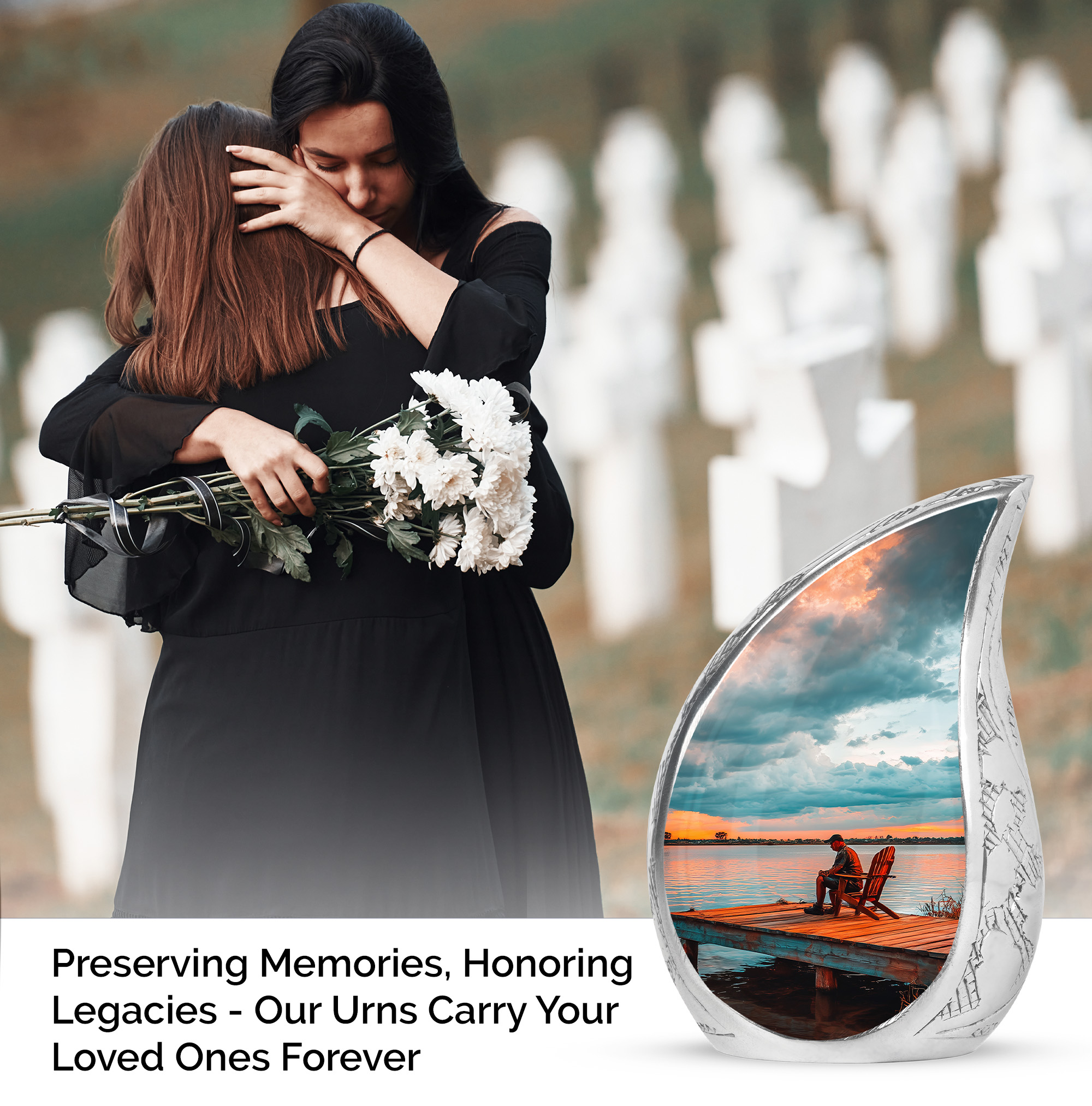 SABURIAL Fishing Urn - Ash Burials for Human Ashes - Combo 3 - Large with 3 Inch Pack of 4 - Memorial Ashes for Adult - Burial Cremation Urns for Mom & Dad - Large Decorative Urns