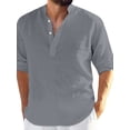 thumbnail image 1 of DYMADE Men Daily Beach Style V-neck 3/4 Sleeved Shirt, 1 of 4