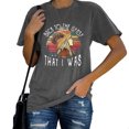 thumbnail image 1 of Camiseta de verano de manga corta con cuello redondo para mujer, transpirable, holgada, con estampado de letras, gris oscuro, XXL, 1 of 6