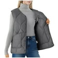 thumbnail image 2 of Women's Lightweight Outerwear Vest V-Neck Sleeveless Gilet Quilted Button Parkas Jackets Coats with Pockets, 2 of 8