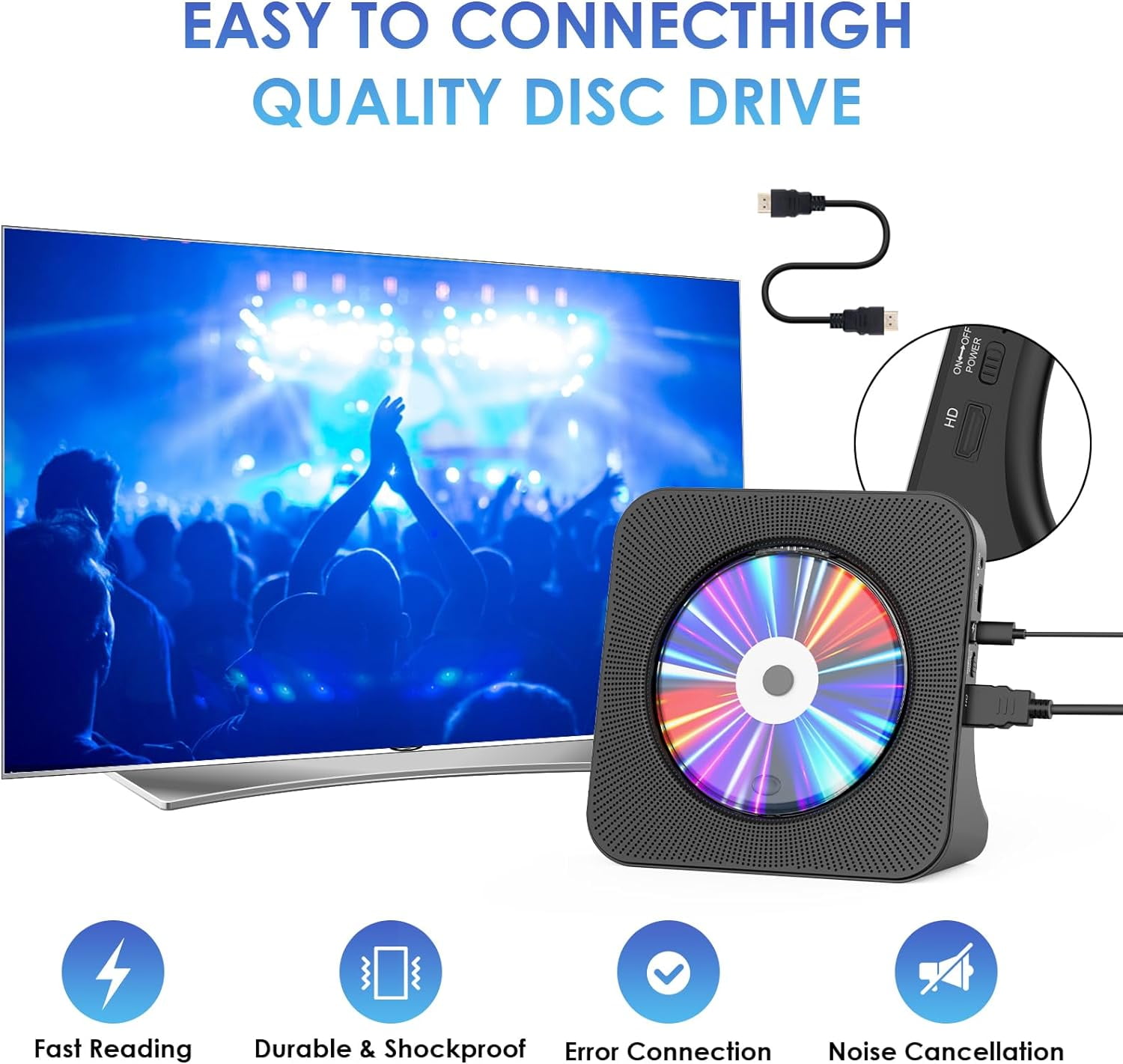 Qoosea DVD Player with remote CD Player for Home with Bluetooth Speakers  Display FM Radio with CD Player USB Card Playback 3.5 mm AUX Alarm Clock All Region Free with AV Dust Cover