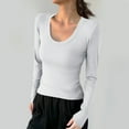 thumbnail image 2 of Lmnyox Women's Scoop Neck Undershirt Solid Casual Long Sleeve T Shirt Fashion Basic Fall Winter Shirts Tops, 2 of 4