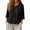Black, variant on Women's 3/4 Sleeve Tunic Top, Drop Shoulder Cotton Linen Button Down Casual Shirt, Solid Color Loose Fit Blouse for Daily Summer Wear and Relaxed Style, Breathable and Comfortable Fabric Black XXL