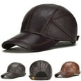thumbnail image 3 of Casquette de Baseball Chaude d'Hiver pour Homme en Cuir Véritable Ajustable avec Cache-Oreilles Neuve, 3 of 9