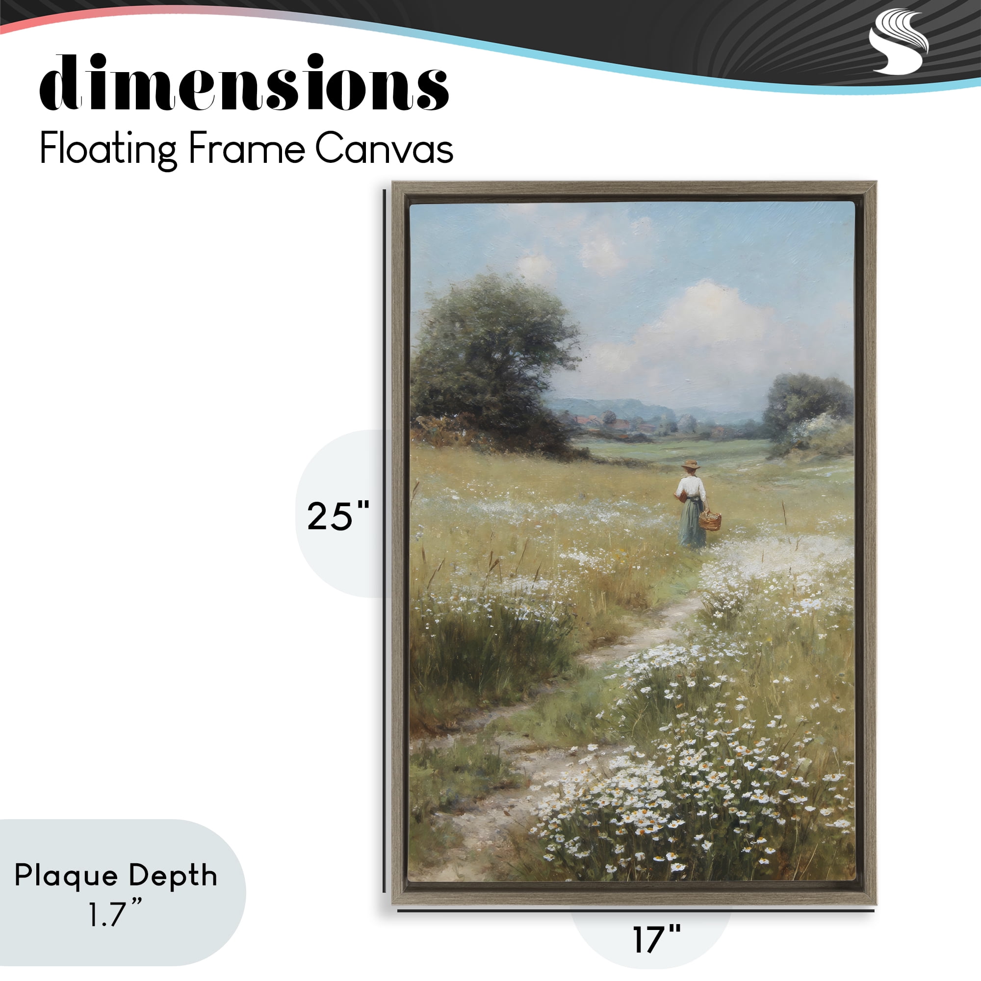 Stupell Industries Flower Gazing in Summer Meadow Brown Framed Floater Canvas Wall Art, design by Petal Prints Design