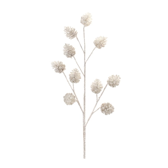 Melrose Glittered Pinecone Artificial Christmas Sprays - 31" - Silver - Set of 6
