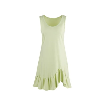 Prairie Dress - Prairie Cotton Women's Sea And Sky Flounce Dress - Sleeveless with Ruffle Hem