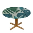 thumbnail image 3 of PIKWEEK Blue Tropical Leaf Monstera Palm Leaves Botanical Plant Round Tablecloth for Home Kitchen/Parties/Holiday Dinner White, 3 of 8
