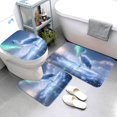 Bathroom Rugs Sets 3 Piece Aurora Winter Crane Serenity Non Slip Washable Bath Mats, UShape