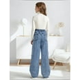 thumbnail image 4 of OYYN Baggy Jeans for Girls Wide Leg High Elastic Waist Adorned with Cute Bow Trendy Y2K Denim Pants Boyfriend Skater Streetwear & School, 4 of 7