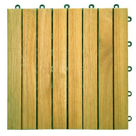 - 8 Slat Acacia Interlocking Deck Tile (Teak Finish)