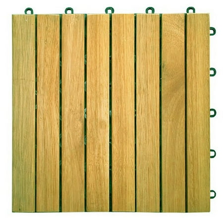 8 Slat Acacia Interlocking Deck Tile (Teak (Best Outdoor Deck Tiles)