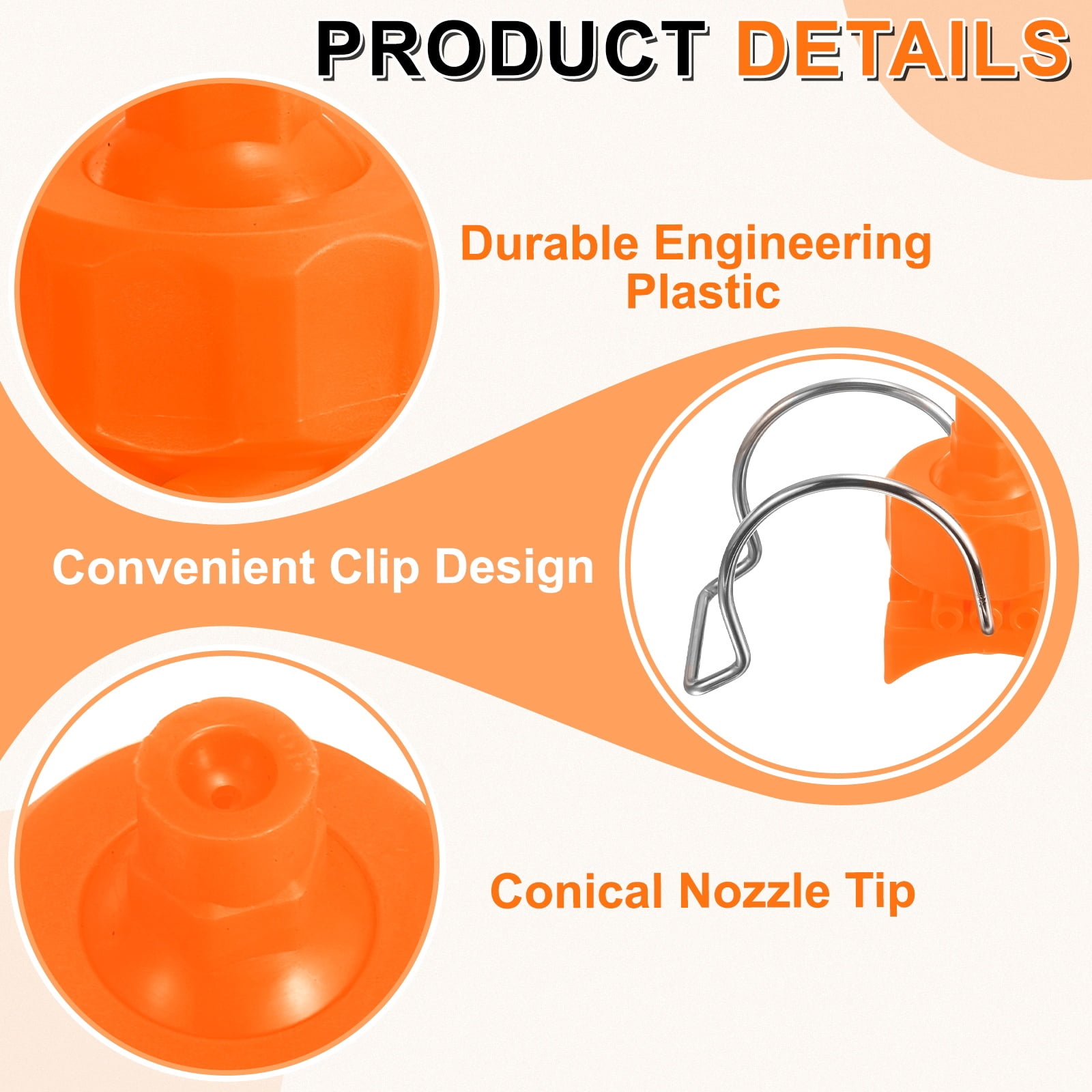 10Pack 65 Degree Spray Nozzle with Clip Fit 50mm/2" Hose, 0.56m³/h