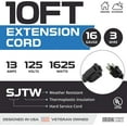 TRAHOOIron Cable Weatherproof Outdoor Extension Cord 10 ft, 16/3