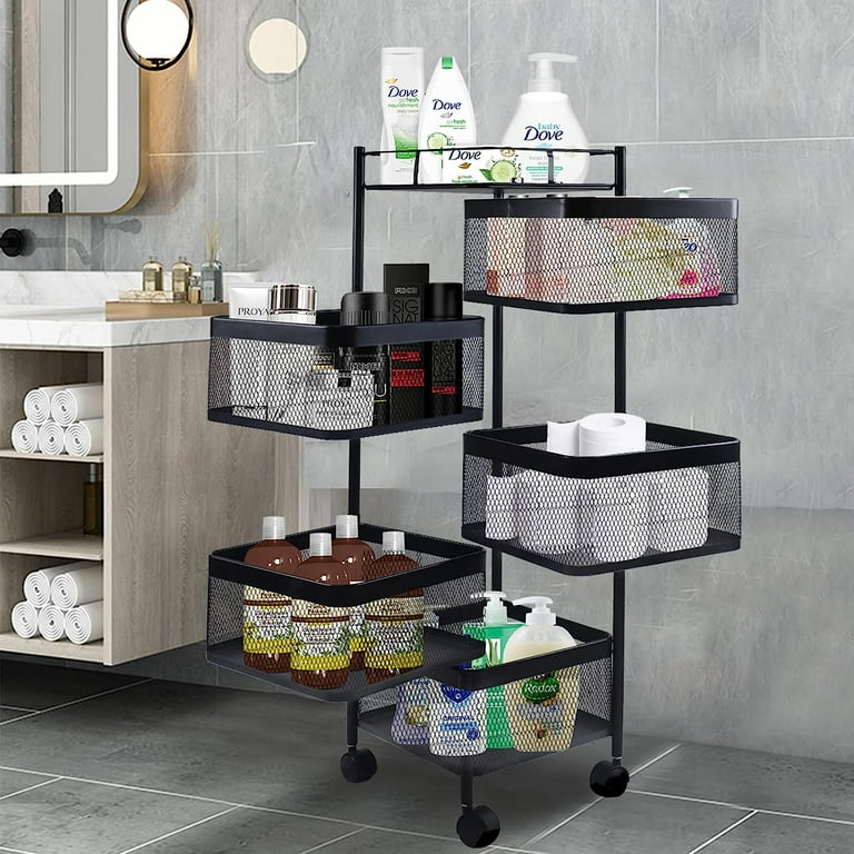 5 Tier Rotating Storage Shelf Rack Multifunctional Organizer for Kitchen Bedroom Bathroom Living Room 37in Walmart