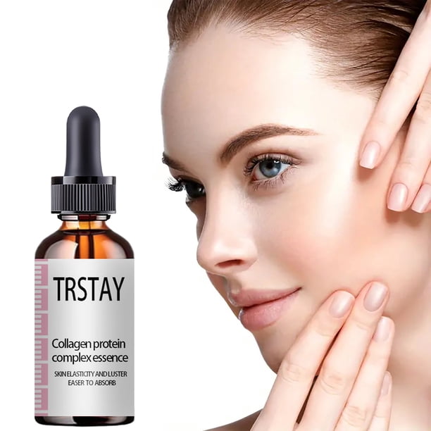 Esencia compuesta de colágeno, esencia reparadora de imperfecciones faciales, hidratante, iluminadora, reafirmante y mejora la elasticidad facial.