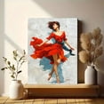 thumbnail image 6 of Red Dress Ballerina Canvas Painting, Graceful Contemporary Dance Art, Ballet Room Wall Decor, 6 of 8