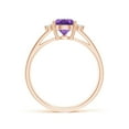 thumbnail image 2 of ANGARA Natural Pear 1.05 ct Amethyst Ring with Triple Diamond Accents in 14K Rose Gold for Women (Size-9x6mm) | February Birthstone, Anniversary, Jewelry Gift for Women | Natural Amethyst Ring, 2 of 11
