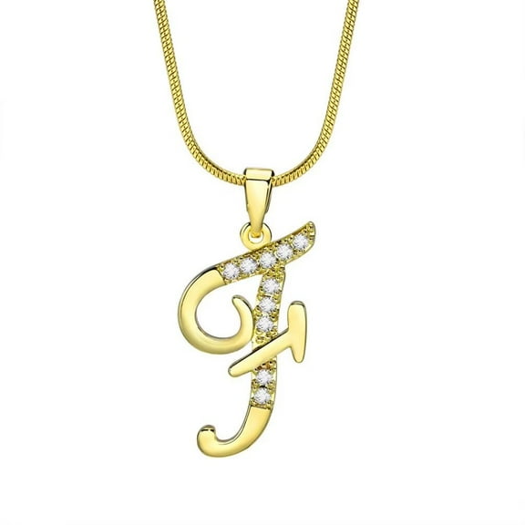 PAMTIER Women Copper Personalized Simple Tiny Elegant Custom Name Capital Large Initial A-Z 26 Letters Cubic Zirconia Inlay Pendant Necklace F
