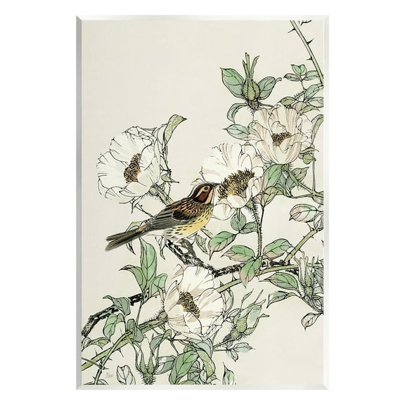 Stupell Industries Delicate Bird & Blossoms Botanical & Floral Painting Unframed Art Print Wall Art, 10 x 15
