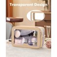 thumbnail image 6 of Travel Clear Makeup Bag with Makeup Brush Bag, Leather Makeup Case Toiletry Bag, Portable Cosmetic Bag Case, Transparent Waterproof Cosmetic Organizer Storage Bag for Women, Khaki, 6 of 8