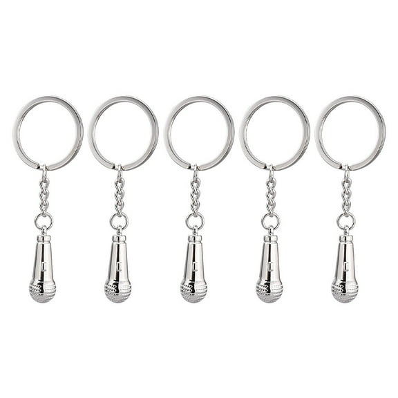 OFFIGAM 5Pcs Music Pendant Keychain Microphone Shape Zinc Alloy Key Accessory for Women Gifts