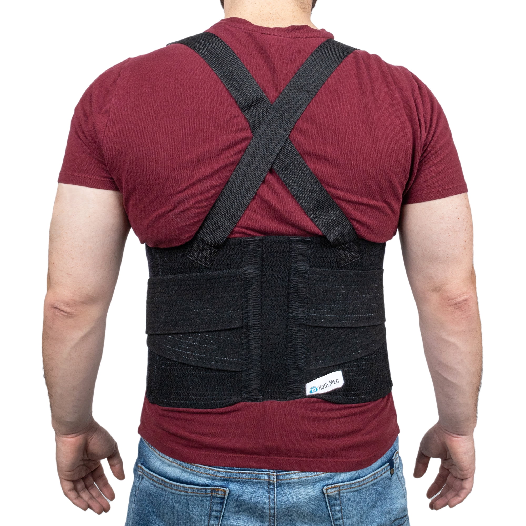 BodySport Ultra Lift Back Support, 3X-Large (64" - 70" Waist) - Heavy-Duty Adjustable Back Brace for Lifting - Lumbar Posture Support Belt with Suspenders in Black