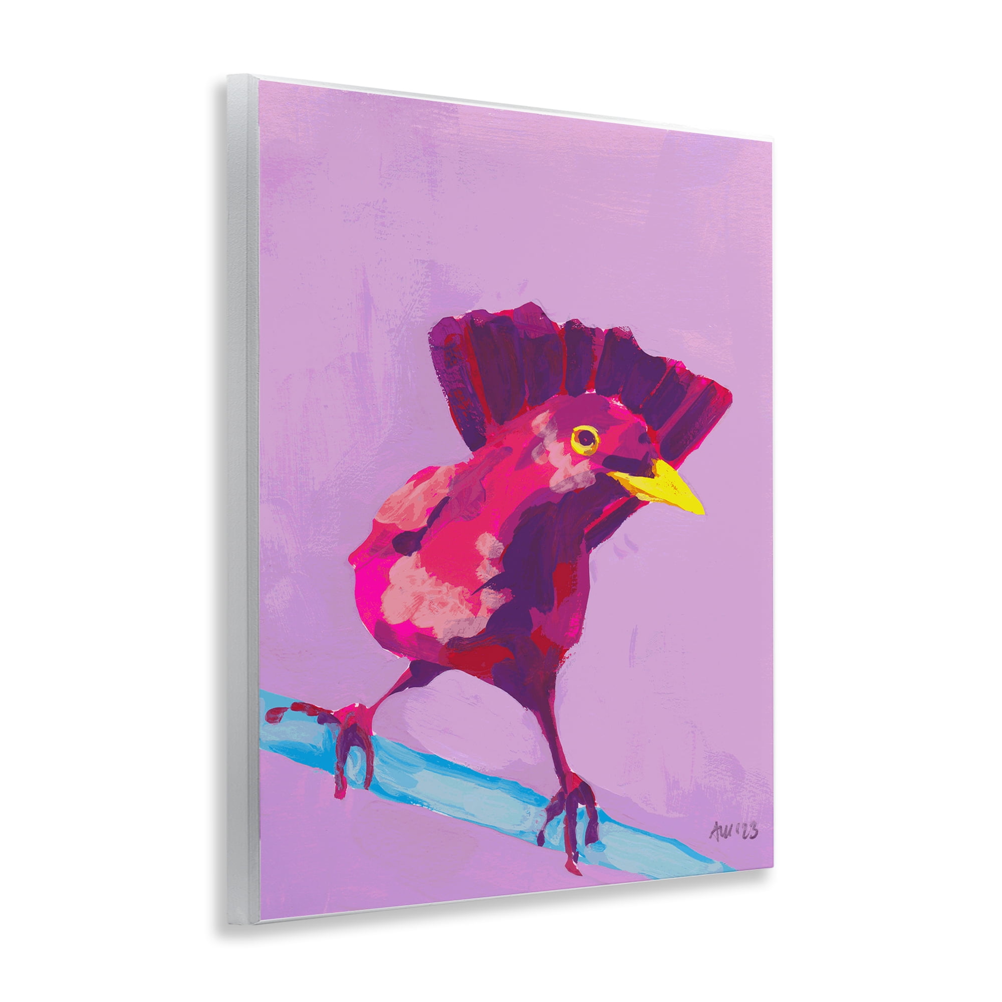 Stupell Industries Vivid Perched Bird Animals Painting Unframed Art Print Wall Art, 11 x 14