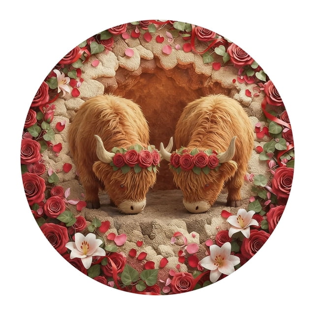 zhangmingg Valentine's Day Heart Shaped Soft Area Rug Featuring Adorable Cow Design for Cozy Bedroom