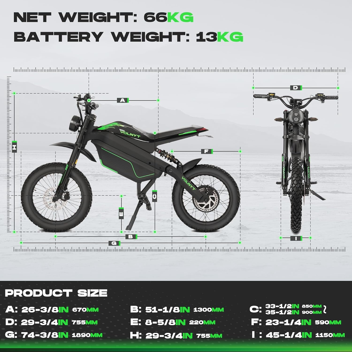 VOLNYT 17" Electric Dirt Bike for Adult,48V 3000W 38.4AH Samsung lithium battery,Men's Road Mountain Moped Ebike BLACK