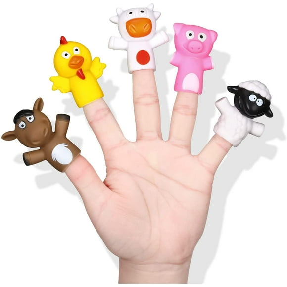 5 Pcs Farm Animals Plastic Finger Puppets Novelty Finger Puppet Cognitive Toys Educational Gift, Bath Toys