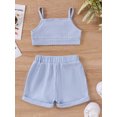 thumbnail image 5 of Musuos Baby Girl Summer Outfits 3 6 9 12 18 24M Solid Color Sleeveless V-Neck Cami Tops with Elastic Waist Shorts 2Pcs Set, 5 of 10