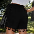 thumbnail image 5 of Ailaofu Womens Wrap Tassel Shorts High Waisted Tie Waist Solid Color Casual Shorts with Fringe Hem Flowy Lightweight Skort Style, 5 of 7