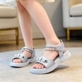 thumbnail image 2 of SGMVNU Toddler Little Girls Sandals Open Toe Soft Sole Flat Sandal Casual Lightweight Summer Beach Sandal Dress Shoes, Size 9-9.5 Years, Silver, 2 of 9