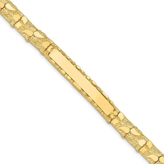 Auriga Fine Jewelry 14K Yellow Gold 7mm Nugget Id Bracelet 8inch for Men