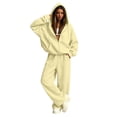 thumbnail image 2 of BRELIL Women's Two Piece Outfits Set Hoodie Long Sleeve Casual Loungewear Wide Leg Pants Matching Tracksuit Solid Loose Fall Winter Vacation Travel Lounge Set, Yellow L, 2 of 6