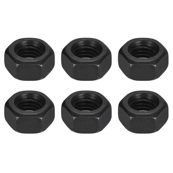 Unique Bargains 9/16-12 Hex Nuts, Carbon Steel Grade 8.8 Black Oxide Hexagon Nut for Screw Bolt, 6 of Pack