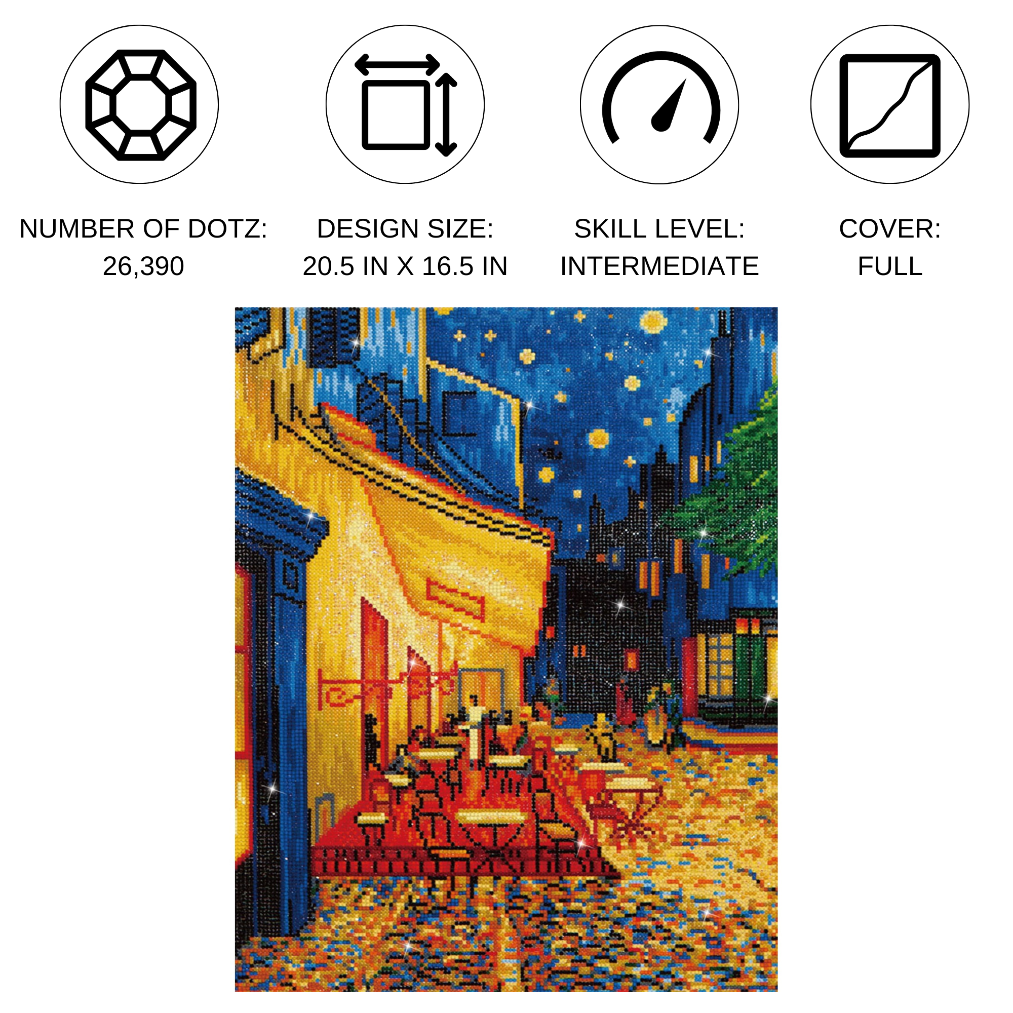Diamond Dotz Cafe at Night (Van Gogh) Diamond Painting Kits for Adults - Diamond Art Kits a Relaxing Creative Craft Kit with Dotz Gems