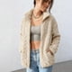 thumbnail image 4 of Women's Wool Coat Zipper Stand-Up Collar Pocket Coat Sky Blue XXXXL, 4 of 4