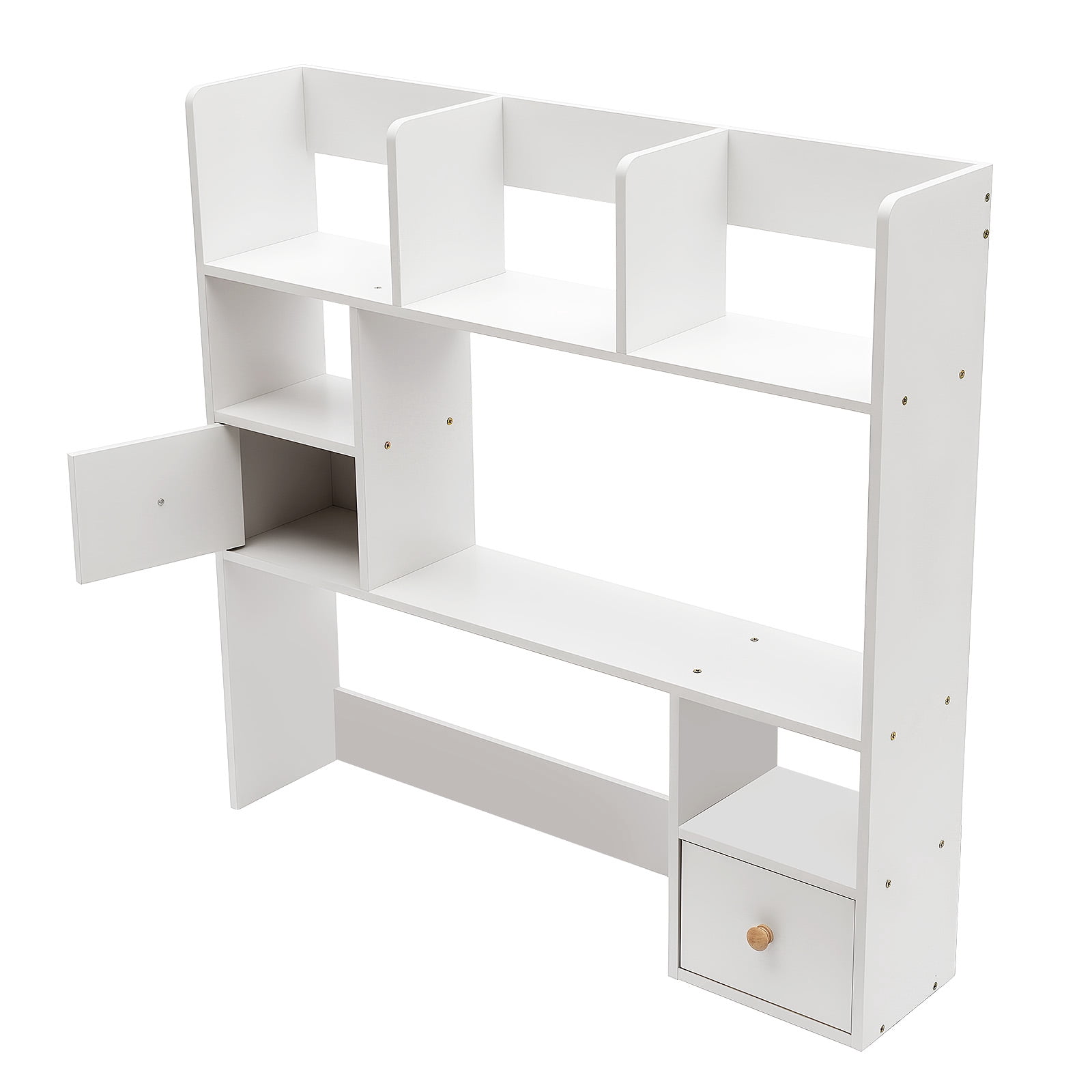 ChicHomey 9-Compartment White Desktop Bookshelf,White Tabletop Display Hutch,Space-Saving Tabletop Design,Freestanding Desk Organizer for Study & Office