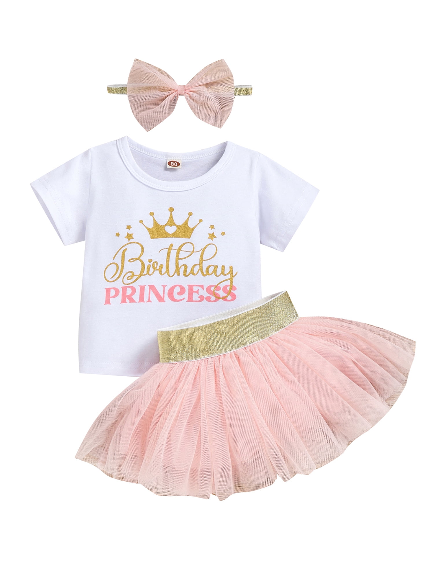 Babies Pink Tutu and Headband Set Dress Skirt Girls Crown Princess 