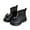 Black-02, variant on Girl Winter Cute Hiking Boots Pearl and Bowknot Embellished Boot Faux Leather Zipper Booties Quilted Thermal Shoe